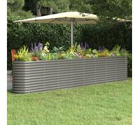 vidaXL Garden Raised Bed Powder-coated Steel 332x40x68 cm Grey, Grey