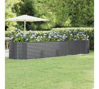 Garden Planter Anthracite Powder-Coated Steel 396x100x68 cm Raised Bed Outdoor