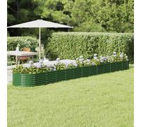 vidaXL Garden Raised Bed Powder-coated Steel 512x80x36 cm Green, Green