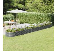 vidaXL Garden Raised Bed 620x80x36 cm - Powder-Coated Steel, Grey, for Vegetables, Flowers & Herbs
