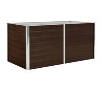 vidaXL Raised Garden Bed in Brown, Spacious Galvanised Steel Rectangular Planter for Outdoor Flora, Easy Assembly, Durable and Safety-Designed