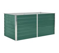 vidaXL Garden Raised Bed, Galvanised Steel, Green, 160x80x77 cm, Outdoor Balcony and Patio Planter, Flower and Vegetable Box, Safety Edge Fold, Lawn and Garden, DIY Raised Bed