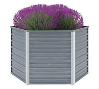 vidaXL Garden Raised Bed Galvanised Steel 129x129x77 cm Grey
