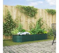 vidaXL Oval Raised Garden Bed - Green Galvanized Steel Planter Box - Outdoor Use 240x80x44cm, Easy Assembly