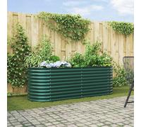 vidaXL Garden Raised Bed - Green Oval Steel Planter - 240 x 80 x 81 cm Outdoor Plant Box - Durable Powder-Coated Finish