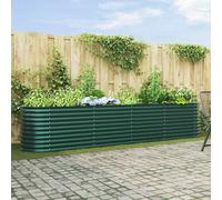 vidaXL Garden Raised Bed - Green Metal Planter for Outdoor Use - 400 x 80 x 81 cm Durable Oval Planting Container with Rust-Resistant Coated Finish