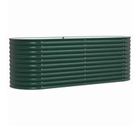 vidaXL Garden Raised Bed - Green Oval Steel Planter - 240 x 80 x 81 cm Outdoor Plant Box - Durable Powder-Coated Finish