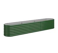 vidaXL Green Galvanised Steel Rectangular Garden Raised Bed 224 x 40 x 36cm - Size: 36 x 224 x 40cm - Wilko
