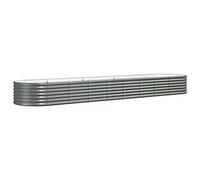 vidaXL Garden Raised Bed Flower Stand Pot Plant Tray Balcony Flower Box Plant Pot Stand Patio Planter Box Galvanised Steel 368x80x36 cm Grey
