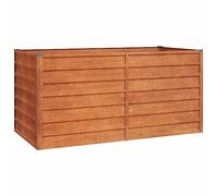 vidaXL Garden Raised Bed in Rusty Brown, Made with Durable Corten Steel, Ample Space for Planting, Sturdy Frame and Safe Edge Fold Design, 160x80x77 cm