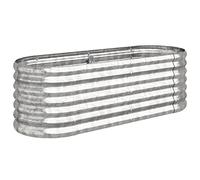 vidaXL Garden Raised Bed in Silver, Powder-Coated Steel Planter - 114x40x36 cm Size, Oval Shape for Outdoor Use, Ideal for Planting Vegetables, Herbs, and Flowers