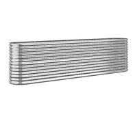 vidaXL Garden Raised Bed in Silver - Powder-Coated Steel Planter, Outdoor Garden Bed for Flowers, Herbs, Vegetables, Spacious & Weather-Resistant - Size 260x40x68cm