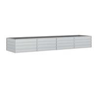 vidaXL Garden Raised Bed Outdoor Patio Terrace Backyard Balcony Flower Plant Vegetable Box Planter Pot 320x80x45 cm Galvanized Steel Silver