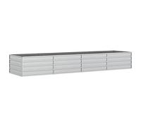 vidaXL Garden Raised Bed Outdoor Patio Terrace Backyard Balcony Flower Plant Vegetable Box Planter Pot 320x80x45 cm Galvanized Steel Silver