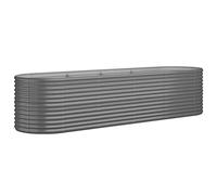 vidaXL Garden Raised Bed, Large Size Outdoor Planter Pot, Powder-coated Steel, Rust and Weather-resistant, Grey, 296x80x68 cm - Ideal for Garden, Balcony, Patio