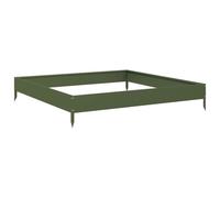 vidaXL Garden Raised Bed Outdoor Planter Pot in Olive Green - Steel Flower Box 100x100x18.5cm for Flowers/Plants/Vegetables/Herbs