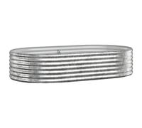 vidaXL Garden Raised Bed - Outdoor Powder-Coated Steel Vegetable Planter, Rust-Resistant Flower Bed, Ample Space, Silver, Oval Shape, DIY Assembly