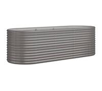 vidaXL Garden Raised Bed Planter in Sturdy Powder-Coated Steel, Spacious Oval Shape for Outdoor Use, Grey, Weather-Resistant, Easy to Assemble, Ideal for Various Plants, Vegetables, 224x80x68 cm