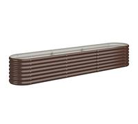 vidaXL Garden Raised Bed - Powder-coated Steel, 224x40x36 cm, Oval Brown Flower Box for Outdoor, Patio, Deck, Herb and Vegetable Planting