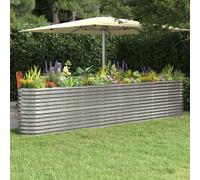 (silver, 332 x 40 x 68 cm) vidaXL Garden Planter Patio Flower Pot Raised Garden Bed Powder-coated Steel