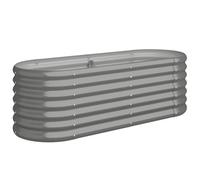 vidaXL Garden Raised Bed Powder-coated Steel Flower Box - 114x40x36 cm Grey Oval Planter for Gardens, Balconies, Patios