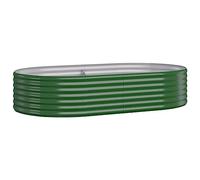 vidaXL Garden Raised Bed - Powder-Coated Steel, Oval Planter 175x100x36 cm for Outdoor Gardening, Green