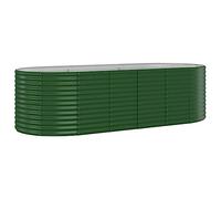 vidaXL Garden Raised Bed - Powder-Coated Steel, Oval Planter 249x100x68 cm, Green, For Outdoor Patios/Garden Spaces, Easy Assembly