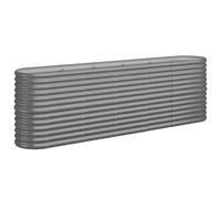 vidaXL Garden Raised Bed - Powder-Coated Steel Planter Box, Outdoor Rectangle Flower Bed, 224x40x68 cm, Grey, Weather-Resistant