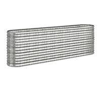 vidaXL Garden Raised Bed - Powder-coated Steel Planter for Outdoor Use - Size: 224x40x68 cm - Weather and Rust-resistant - Silver