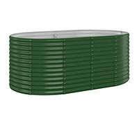 vidaXL Garden Raised Bed - Powder-Coated Steel Planter, Rust-Resistant Outdoor Flower Bed, Oval Shape, Green, Ample Space for Vegetables, Herbs, and Flowers, 175x100x68 cm