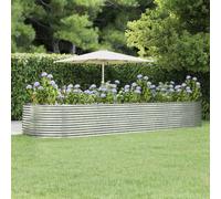 (Silver, 447 x 140 x 68 cm (L x W x H)) vidaXL Garden Planter Patio Flower Pot Raised Garden Bed Powder-coated Steel