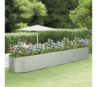 (Silver, 554 x 100 x 68 cm (L x W x H)) vidaXL Garden Planter Patio Flower Pot Raised Garden Bed Powder-coated Steel