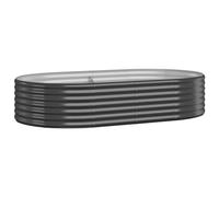 vidaXL Garden Raised Bed - Sturdy Powder-Coated Steel Planter 175x100x36 cm - Anthracite, Weather-Resistant Oval Pot for Outdoor, Patio, Balcony