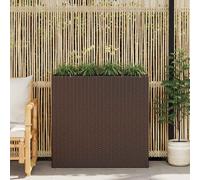 vidaXL Garden Raised Bed with 4 Pots Poly Rattan Brown Lawn Flower Box Planter