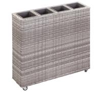 vidaXL Garden Raised Bed with 4 Pots Poly Rattan Grey Outdoor Flower Box Sets