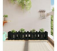 vidaXL Garden Raised Bed w/ Fence Design Black 150x30x30cm Solid Wood Pine