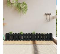 vidaXL Garden Raised Bed with Fence Design Black 200x30x30 cm Solid Wood Pin NEW