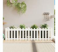 vidaXL Garden Raised Bed with Fence Design White 200x50x50 cm Solid Wood Pine