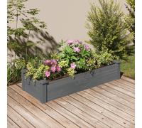 vidaXL Solid Fir Wood Raised Bed Planter-Grey, Garden/Vegetable/Flower Planter with Liner, Outdoor Rectangular Wooden Planter Box 120x45x25cm