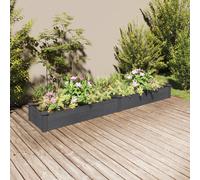 vidaXL Solid Fir Wood Raised Garden Bed Planter with Liner Pot in Grey - Rectangular Flower/Vegetable Planter for Outdoor Gardening