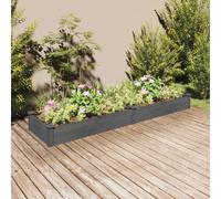 vidaXL Grey Solid Wood Fir Garden Raised Bed Planter with Liner - 240cm Rectangular Flower/Vegetable Planter for Outdoor/Garden/Patio