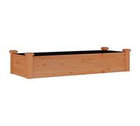 vidaXL Garden Raised Bed with Liner, Solid Fir Wood, 120x45x25 cm, Moisture-resistant Planter Box, High Capacity, Vegetable & Plant Container, Open Bottom Design for Optimal Drainage, Brown