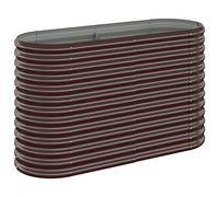 vidaXL Garden Raised Bed with Sturdy Powder-Coated Steel, Finish, Ideal for Outdoor Use, Ample Grow Space for Plants and Vegetables, Oval Design, Brown