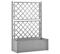 vidaXL Grey Plastic Raised Bed with Self-Watering System and Rattan Structure Perfect for Herbs, Flowers, Climbing Plants