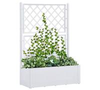 vidaXL Garden Raised Bed with Trellis and Self Watering System White Planter