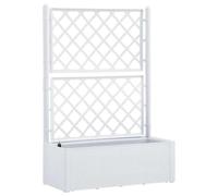 vidaXL Garden Raised Bed with Trellis - Self-Watering Rattan-Style Garden Planter - Indoor/Outdoor White PP Box