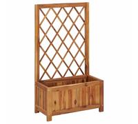 vidaXL Solid Acacia Wood Garden Raised Bed with Trellis Outdoor Patio Terrace Backyard Wooden Planter Flower Bed Box Pot Trellis Planter