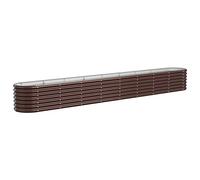 vidaXL Garden Raised Flower Box - Powder-Coated Steel Planter, 332x40x36 cm, Weather-Resistant Outdoor Brown Planter Bed