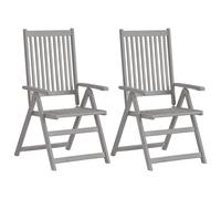 vidaXL Garden Reclining Chairs 2 pcs Grey Solid Acacia Wood