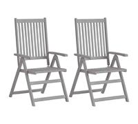 vidaXL Garden Reclining Chairs 2 pcs Grey Solid Acacia Wood UK HOT